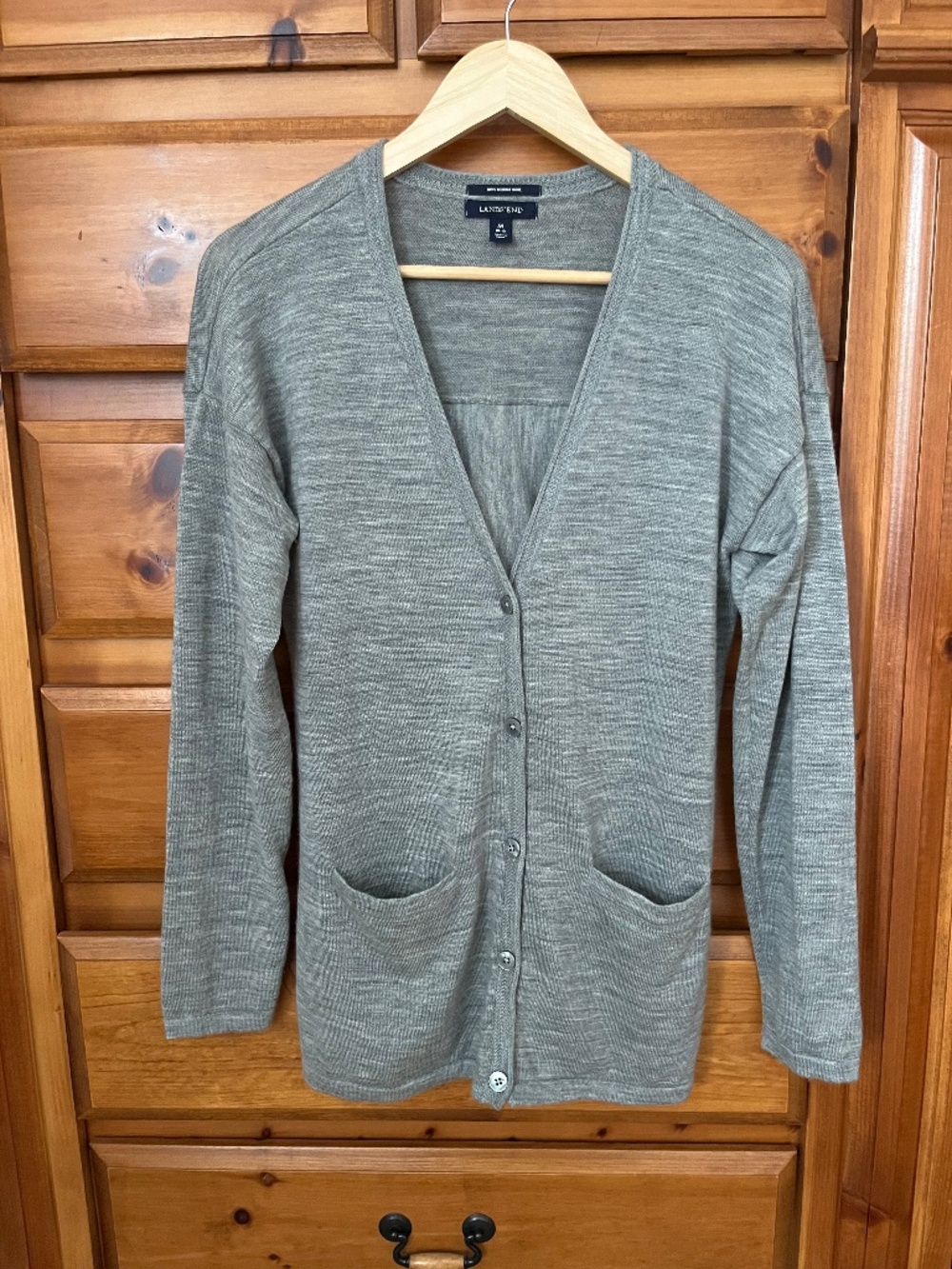 Land's End Merino Wool Women's Cardigan Sz M 10-12 Pockets